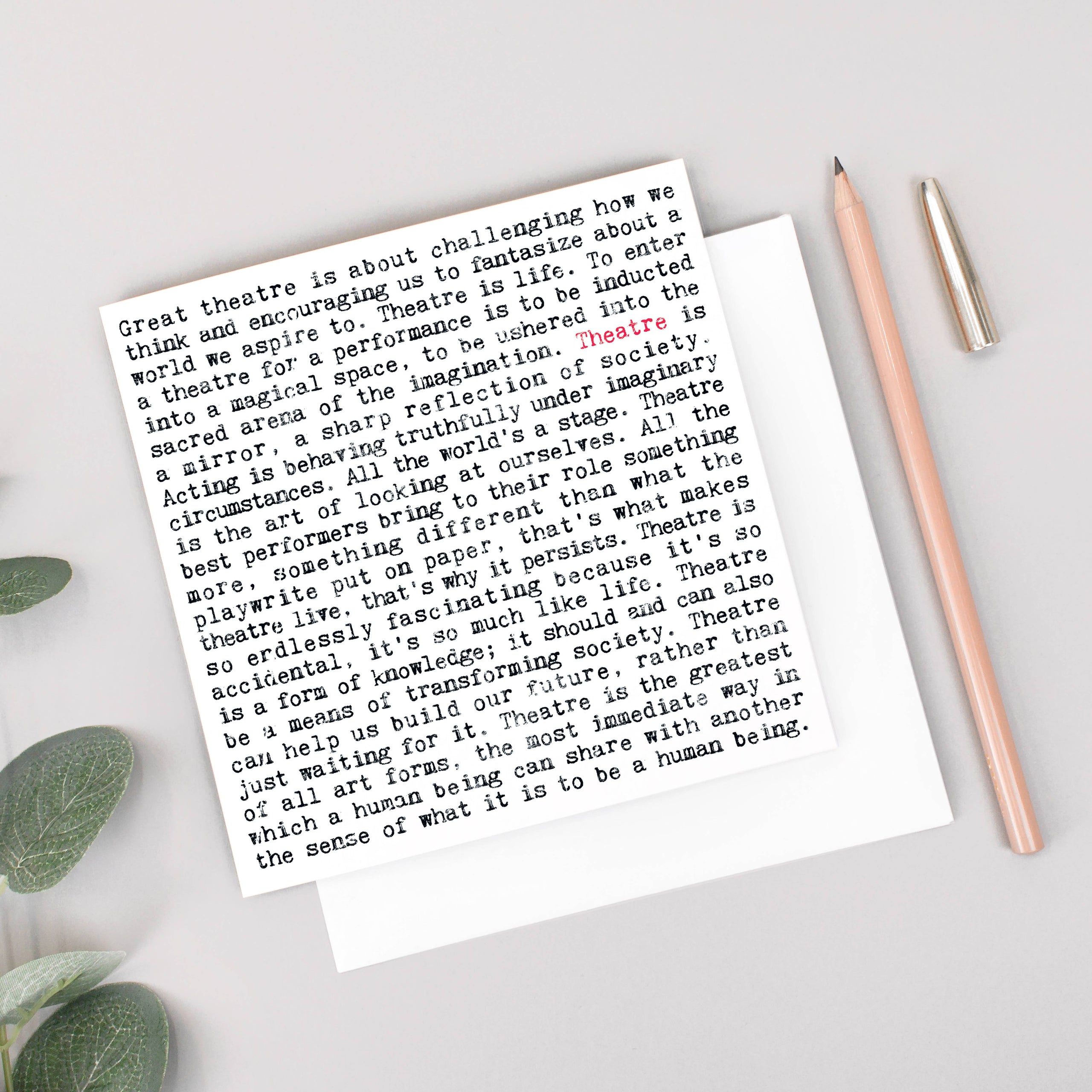 Theatre Quotes Card For Theatre Lovers