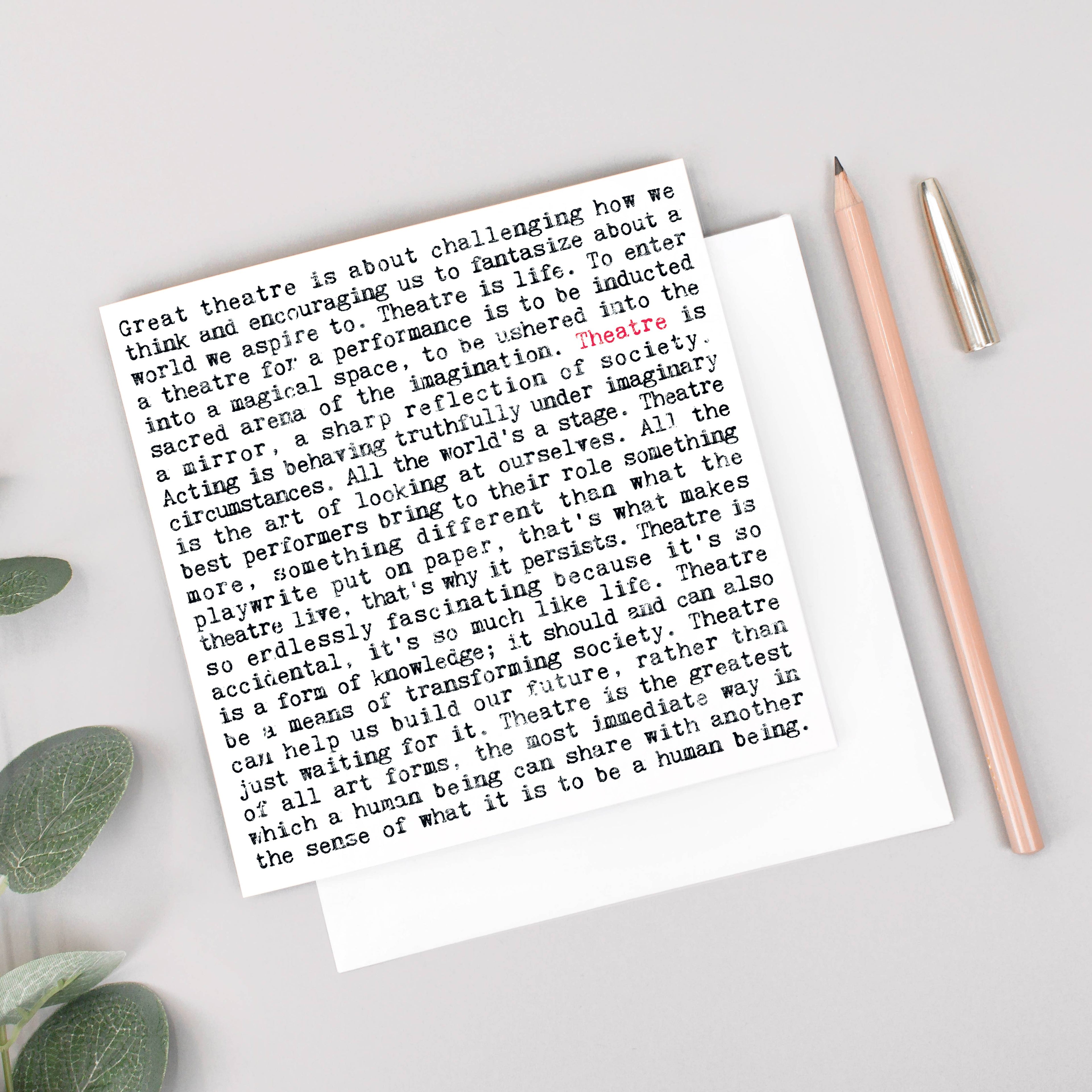Theatre Quotes Card For Theatre Lovers