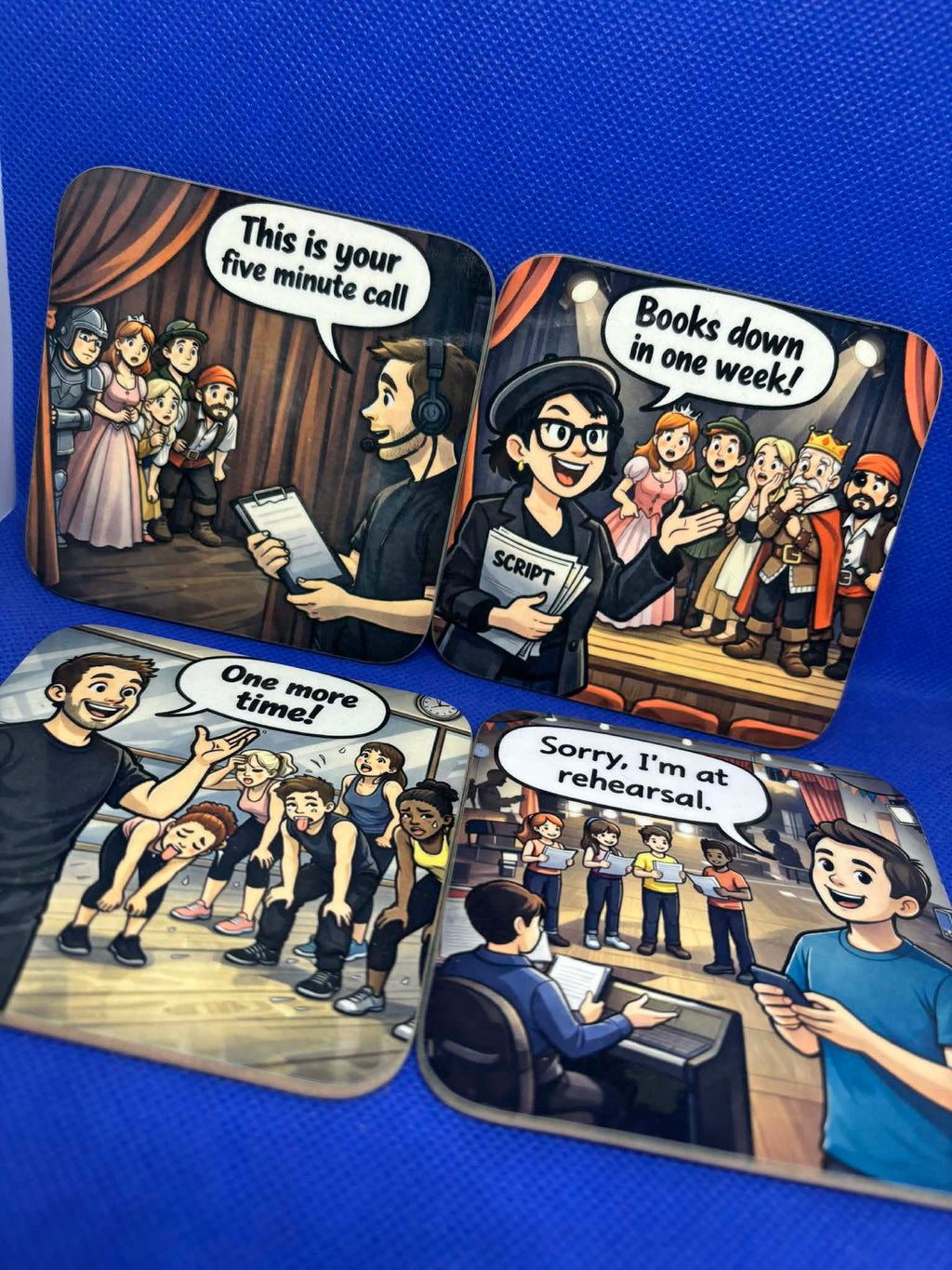 Theatre Life Coasters Set of 4 - Rehearsal Quotes Gift Set