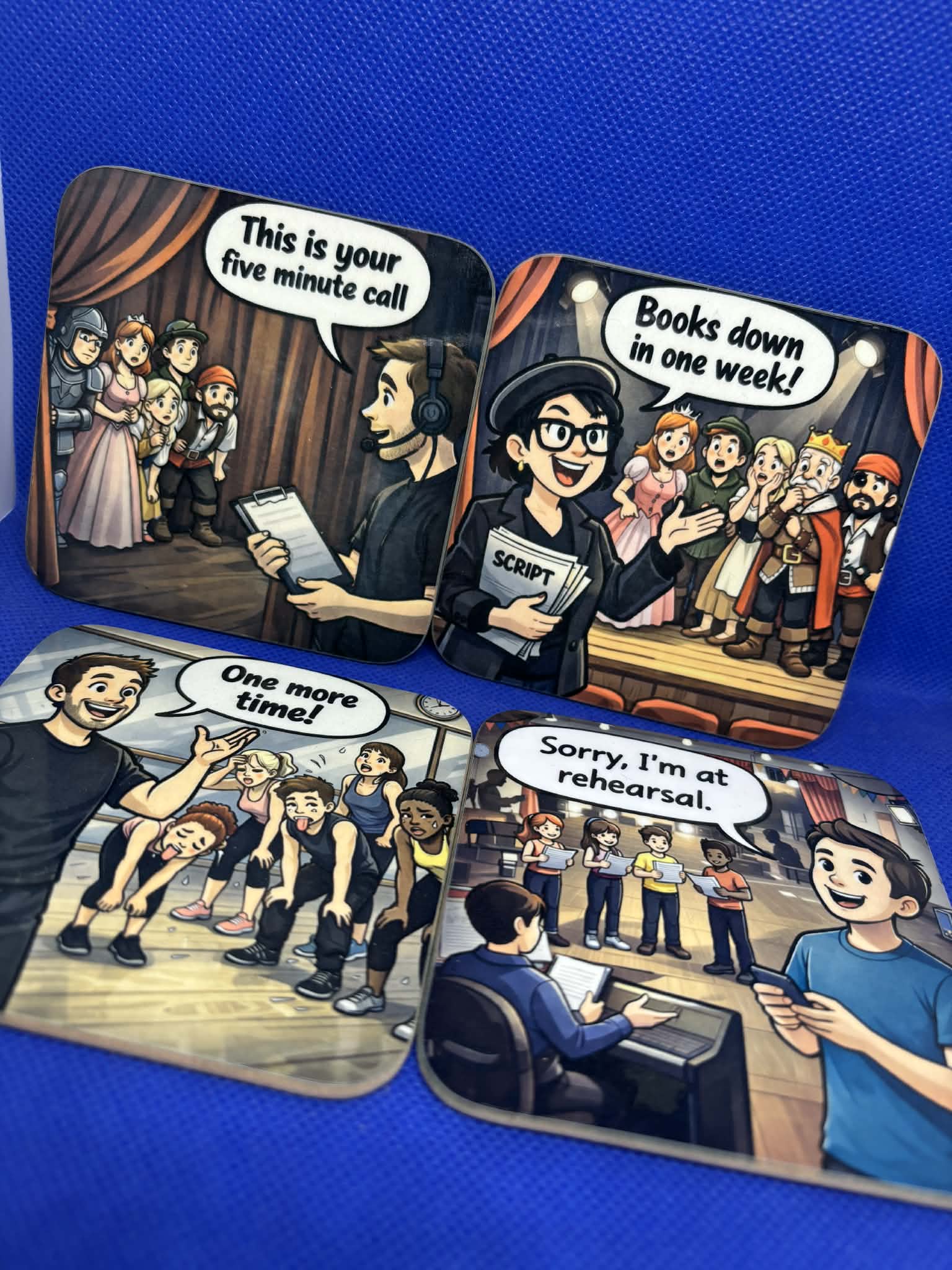 Theatre Life Coasters Set of 4 - Rehearsal Quotes Gift Set