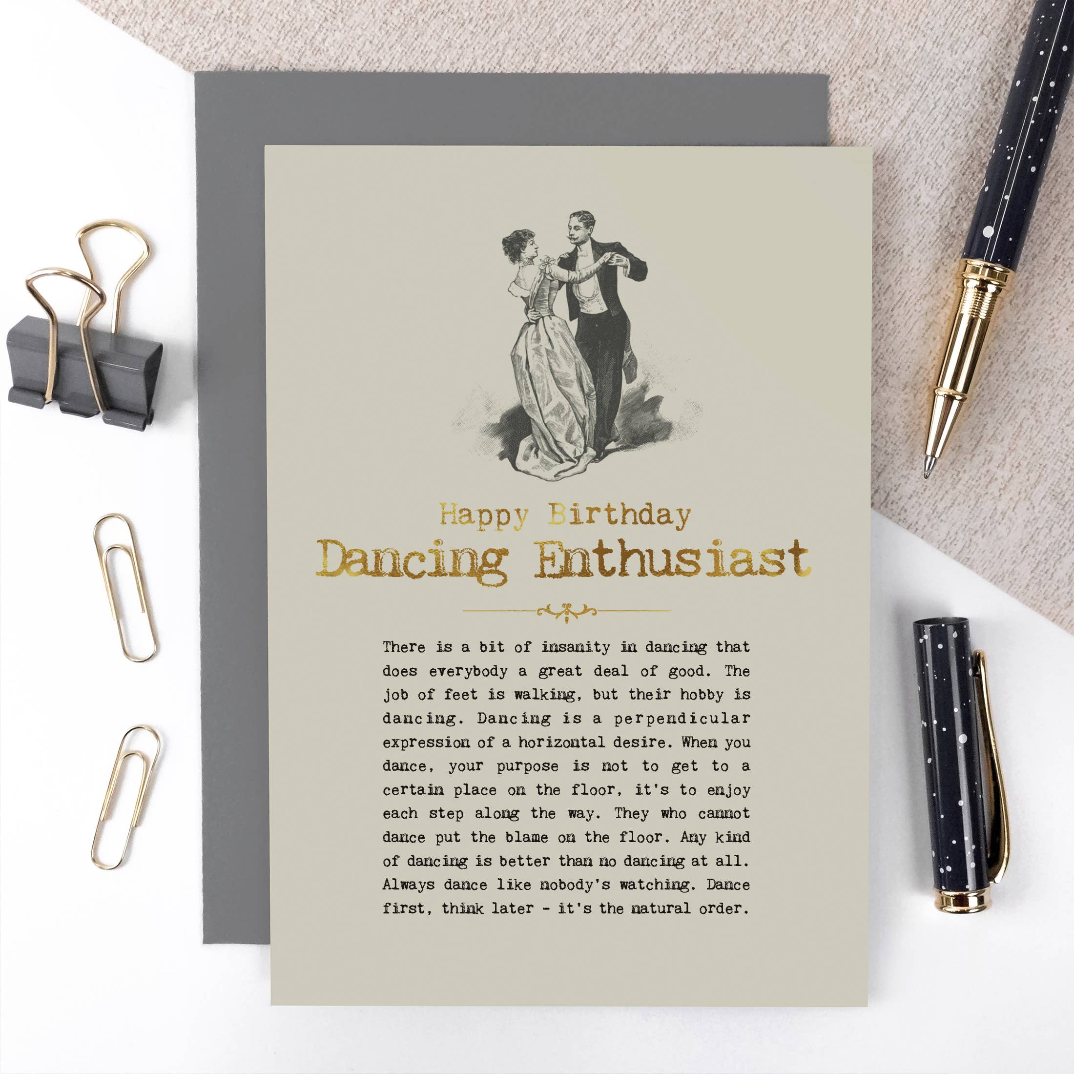 Foiled Birthday Card For Dancers / Dancing Enthusiasts
